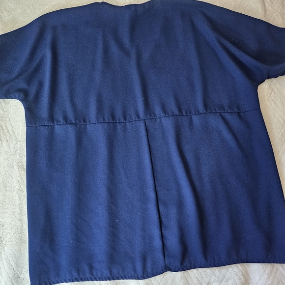 Worthington Navy Blue V-Neck Short Sleeve Blouse Size Med - Picture 7 of 8